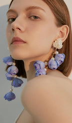 Alejandra Violet Pearl Flower Earrings Flowering Girl