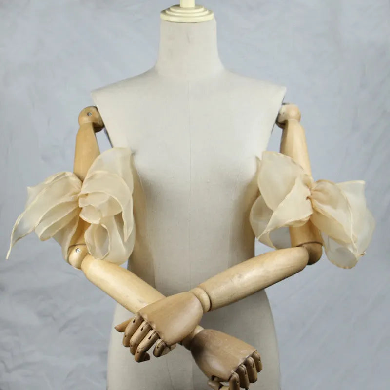 Organza Giant Bow Detachable Short Arm Cuffs Flowering Girl