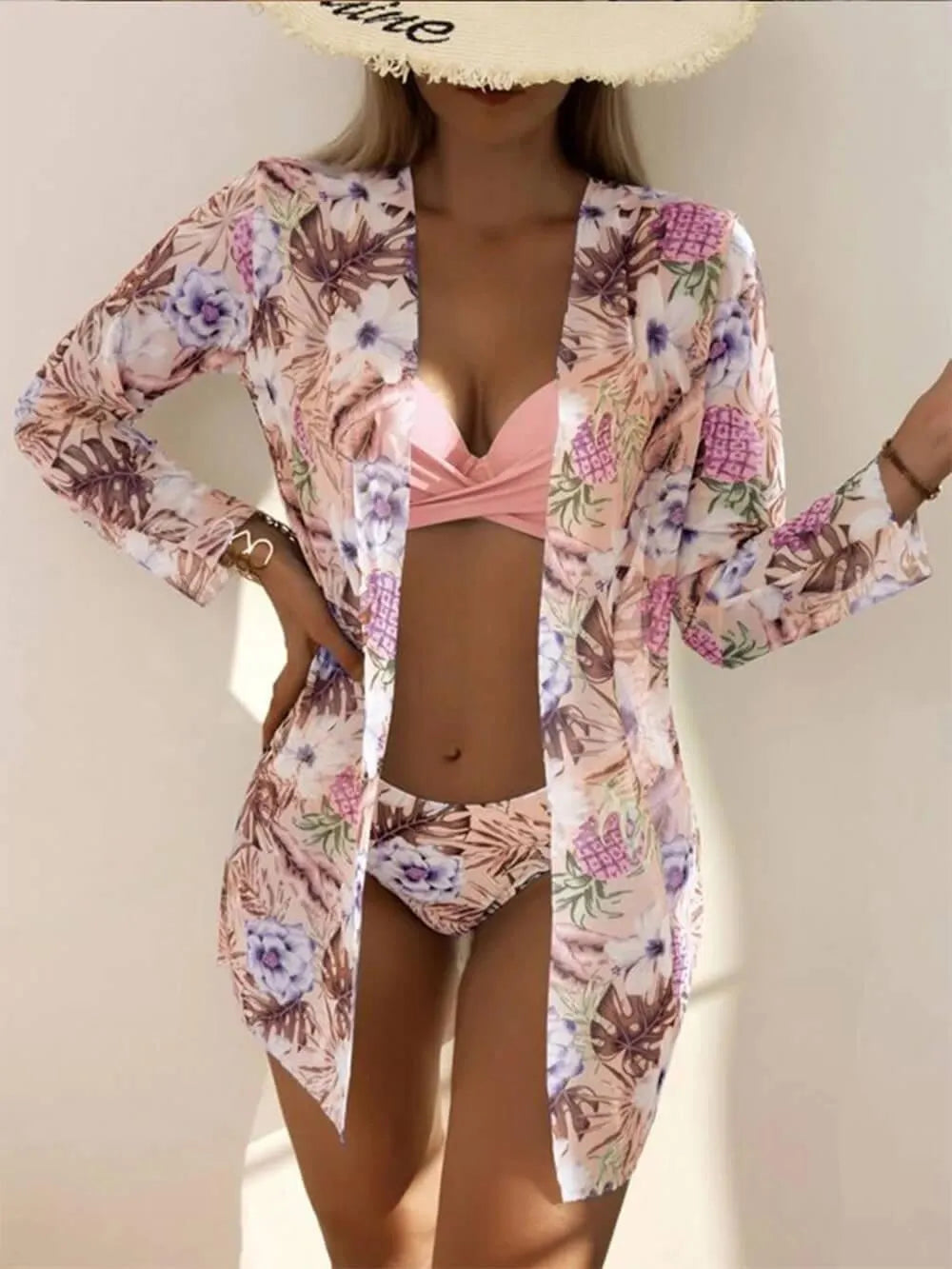 Printed Swimsuit Three-Piece Set Flowering Girl