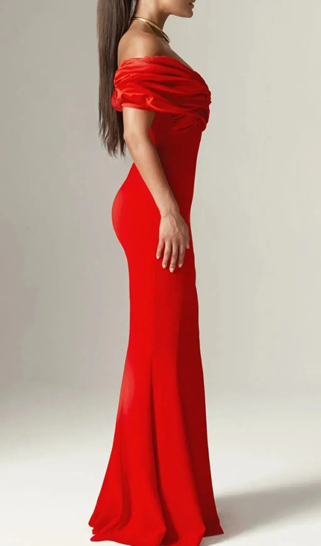 Jonilde Red Off-Shoulder Maxi Dress Flowering Girl