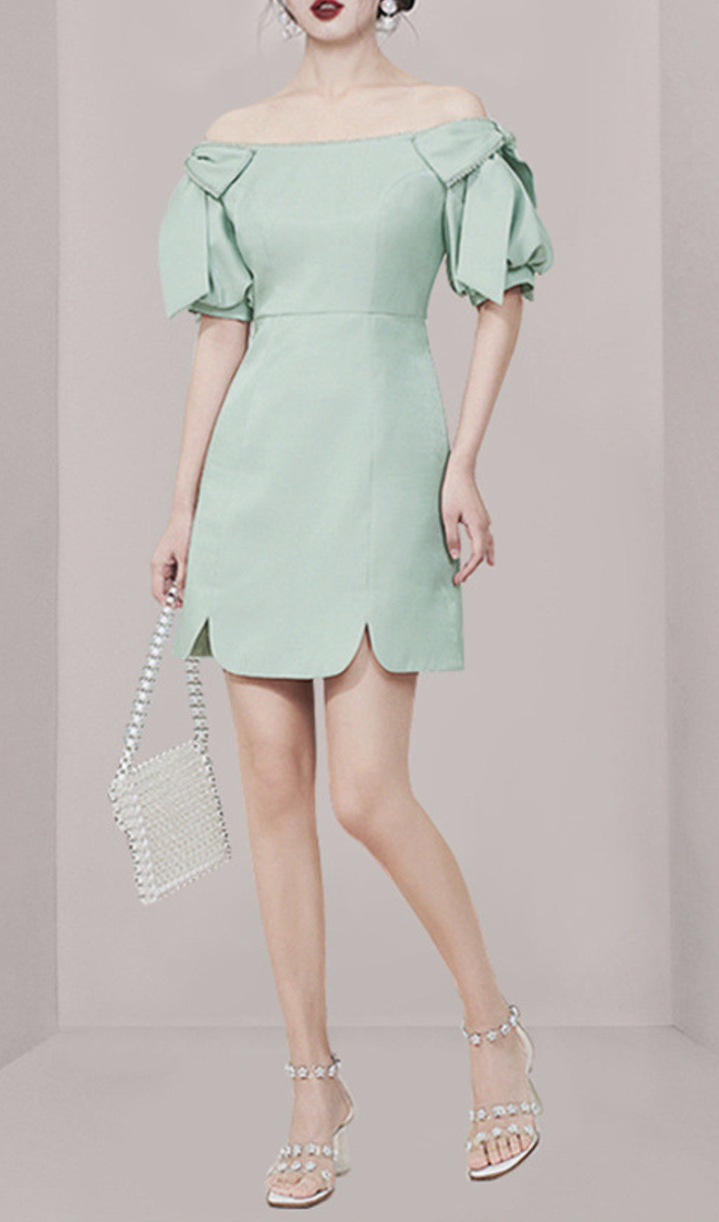 Donae Green Off-Shoulder Mini Dress Flowering Girl