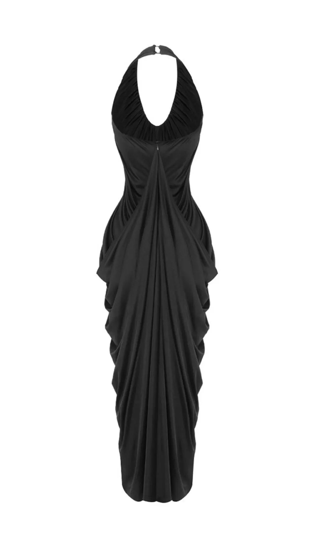 Kenza Black Halter Pleated Maxi Dress Flowering Girl