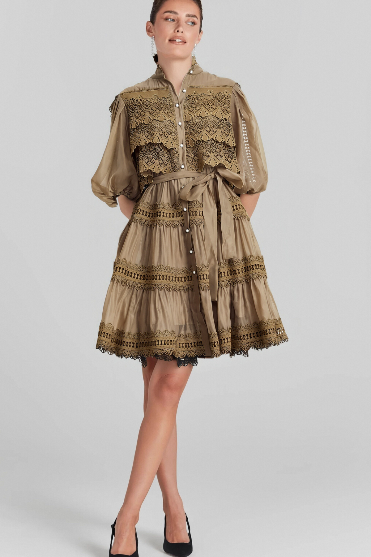 Inès Lace Cut-Out Layered Mini Dress Flowering Girl