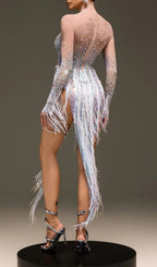 Morvayne Crystal Fringe Mesh Dress Flowering Girl