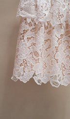 White Lace Tiered Mini Dress Flowering Girl