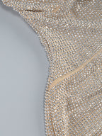 off-shoulder crystal-embellished mini dress in silver Flowering Girl