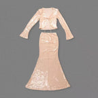 Aubelin Sequin Two Piece Set - Nude Flowering Girl
