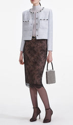 Blue Boucle Jacket Flowering Girl