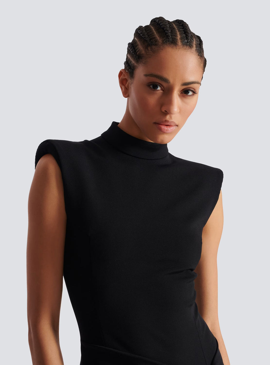 Black Sleeveless Zipper High Slit Elastic Jersey Maxi Dress Flowering Girl