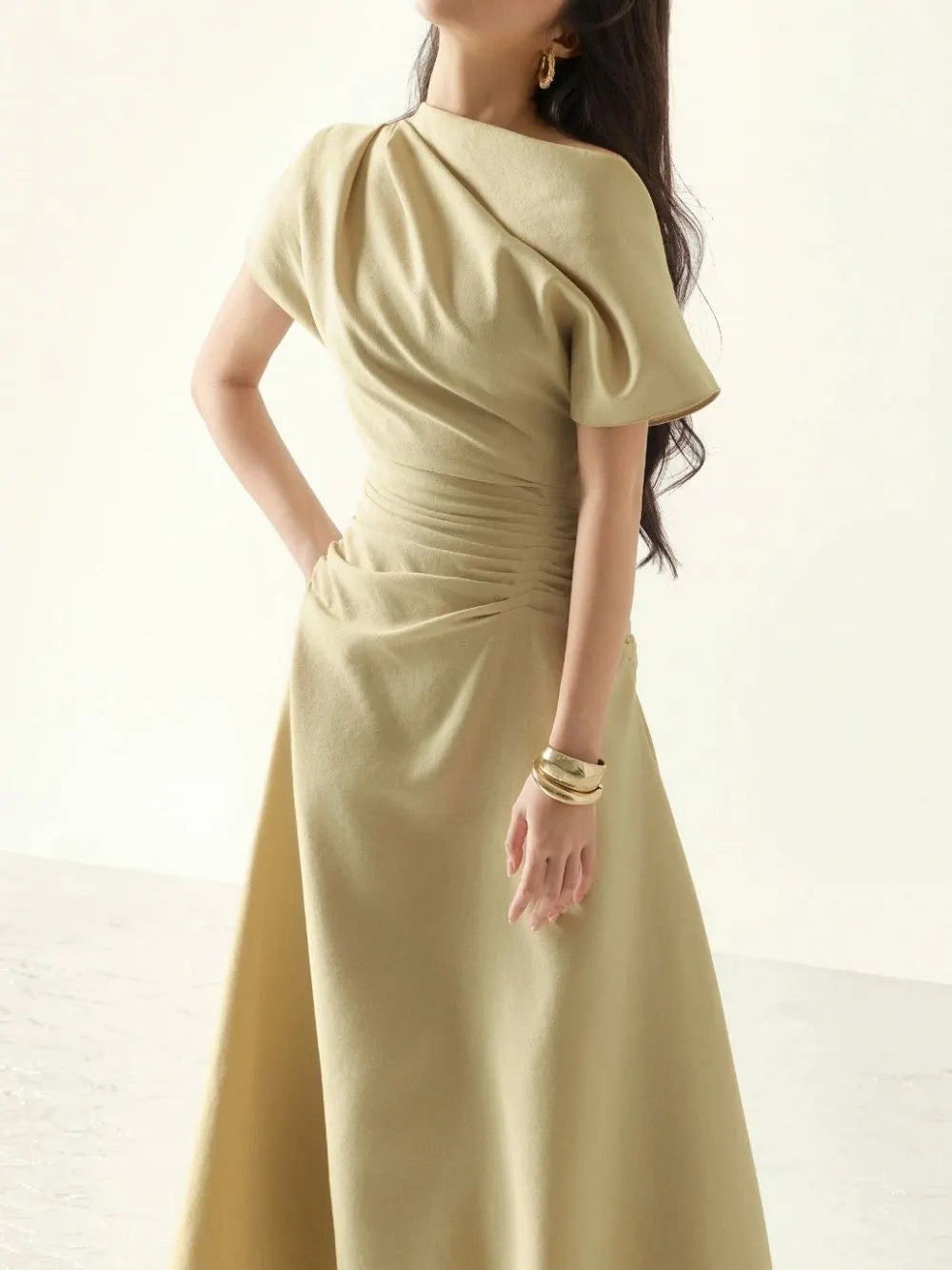 Mairwen Ruched Maxi Dress Flowering Girl