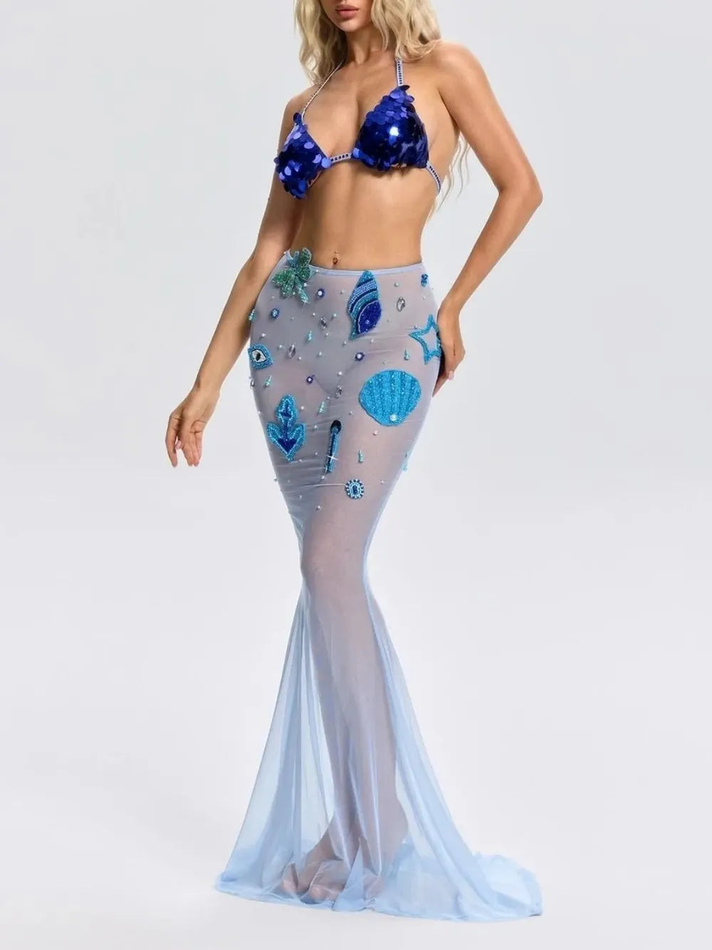Thorngar Pearl Sequin Mesh Skirt Set Flowering Girl