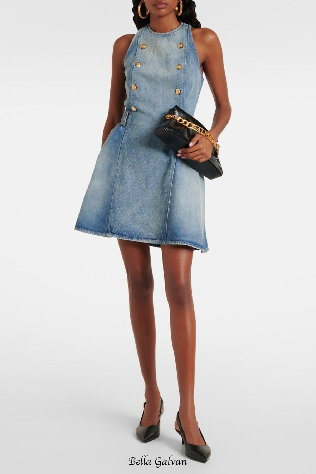 Penaza Denim Sleeveless Flared Mini Dress Flowering Girl