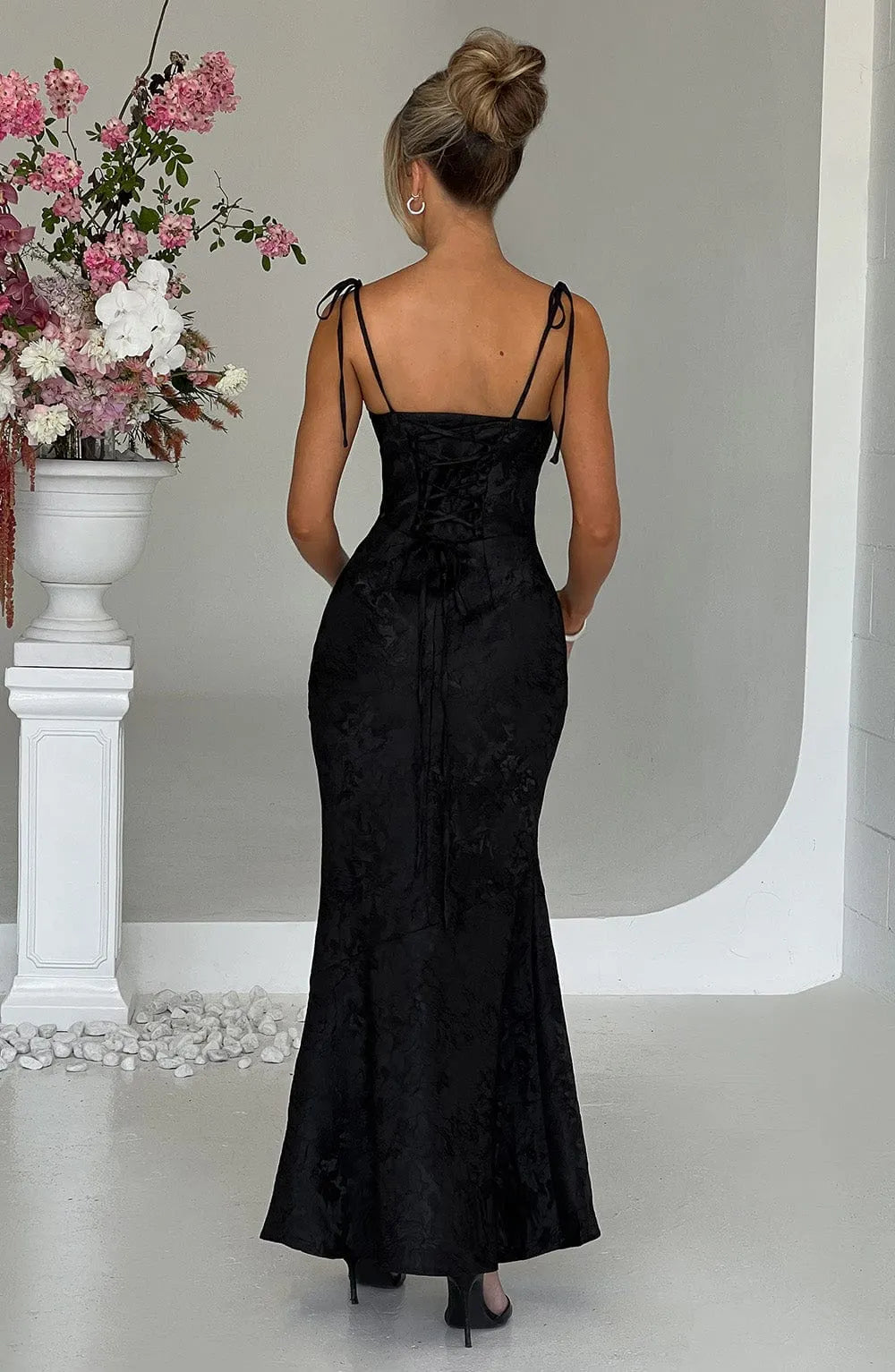 Whitney Maxi Dress - Black Flowering Girl