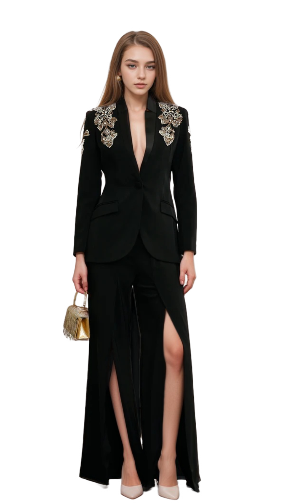 Delphine black embellished jacket & trousers matching set Flowering Girl