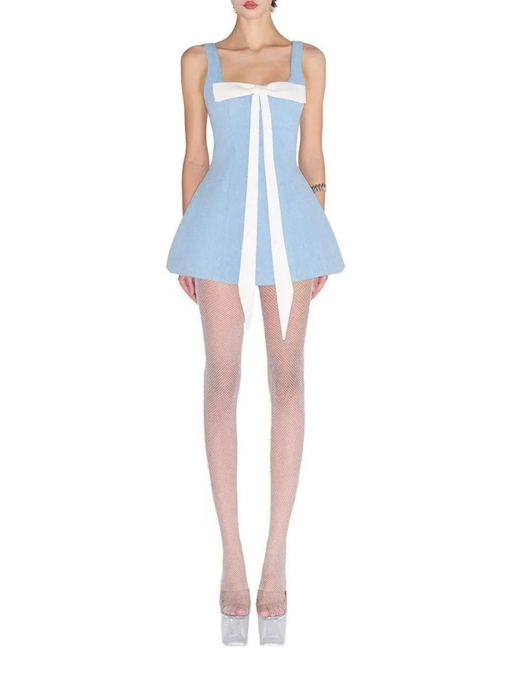 Manna Blue Bow Mini Dress Flowering Girl