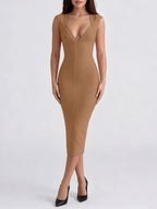 Marixa V-Neck Bandage Midi Dress Flowering Girl