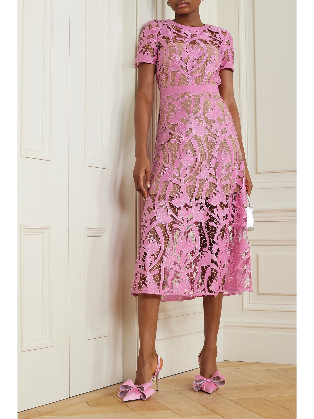 PINK LACE MIDI DRESS Flowering Girl