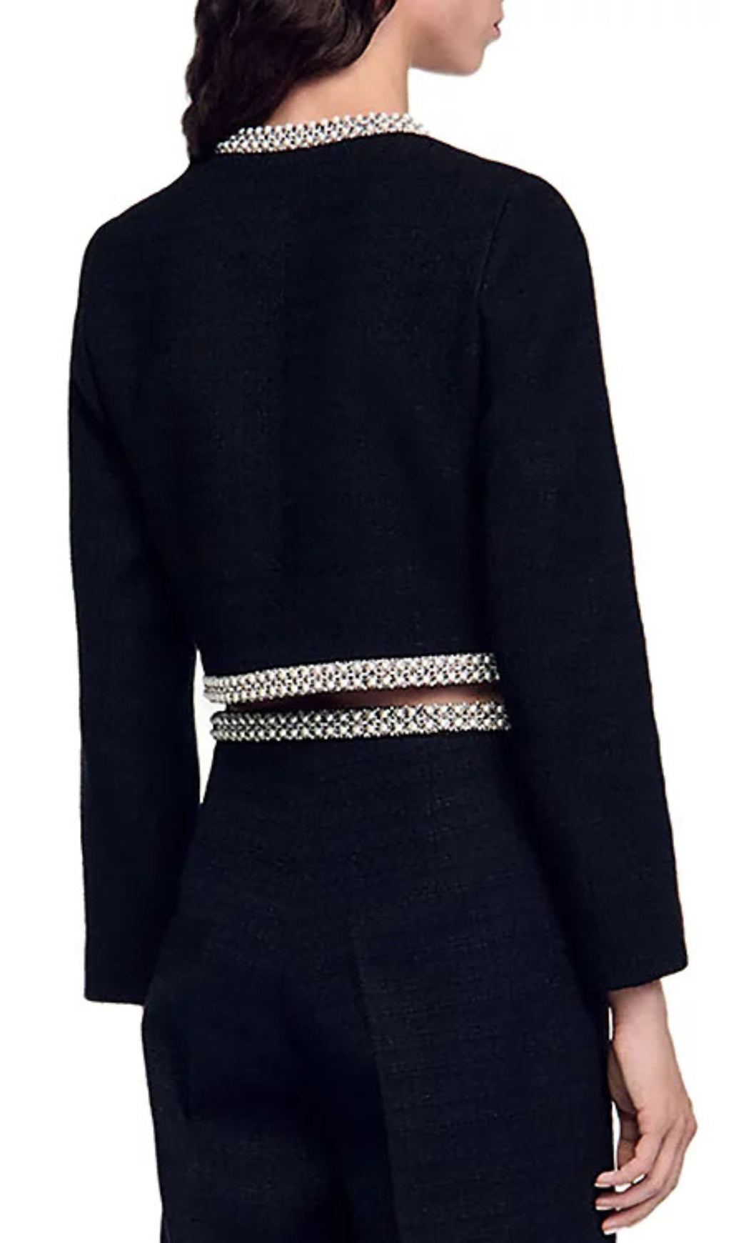 Bead Trim Cropped Tweed Jacket Flowering Girl