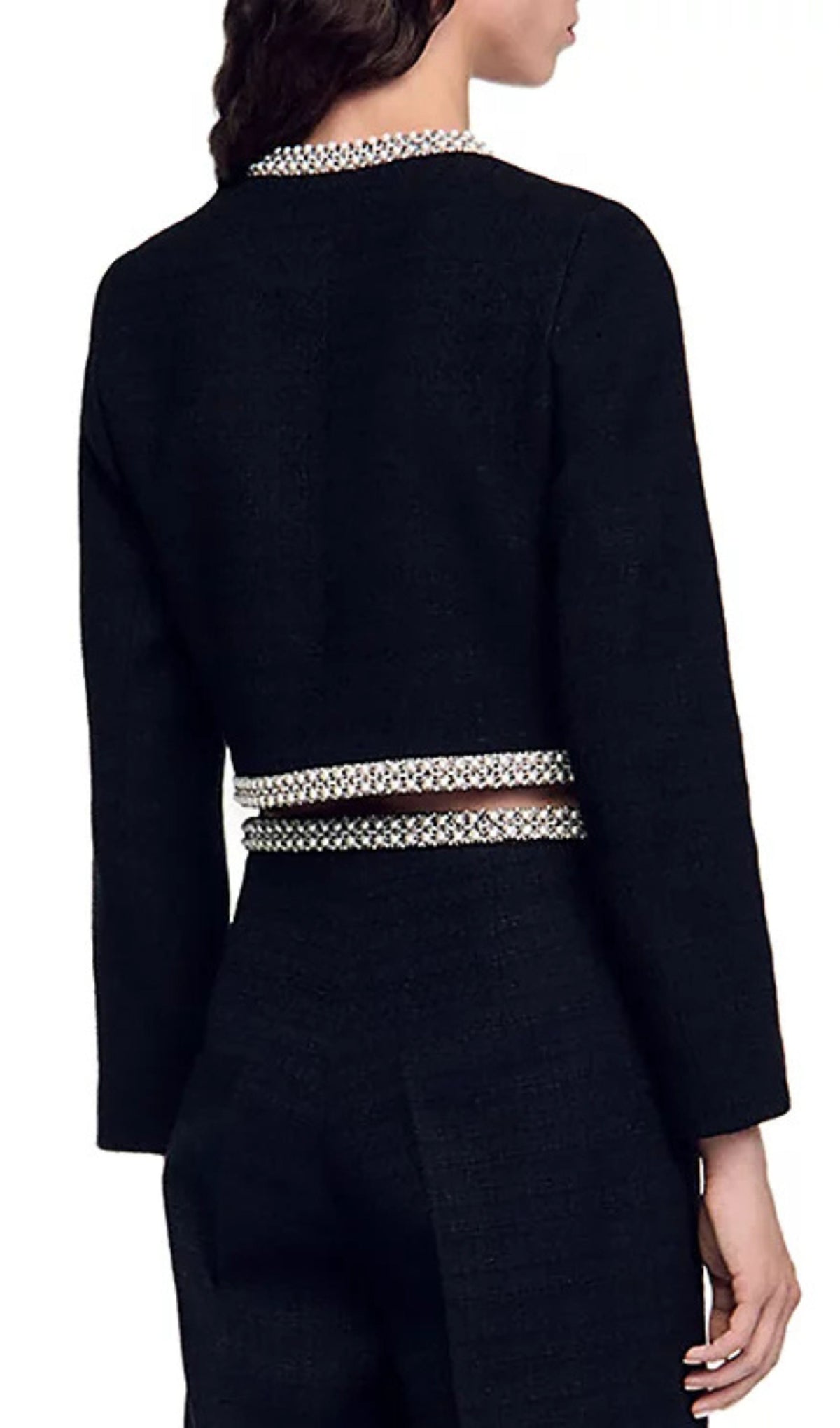 Bead Trim Cropped Tweed Jacket Flowering Girl
