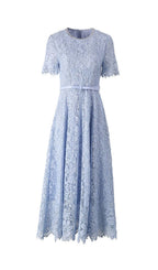 Hilary Blue Lace Midi Dress Flowering Girl