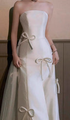 Chynna White Strapless Bow Wedding Dress Flowering Girl