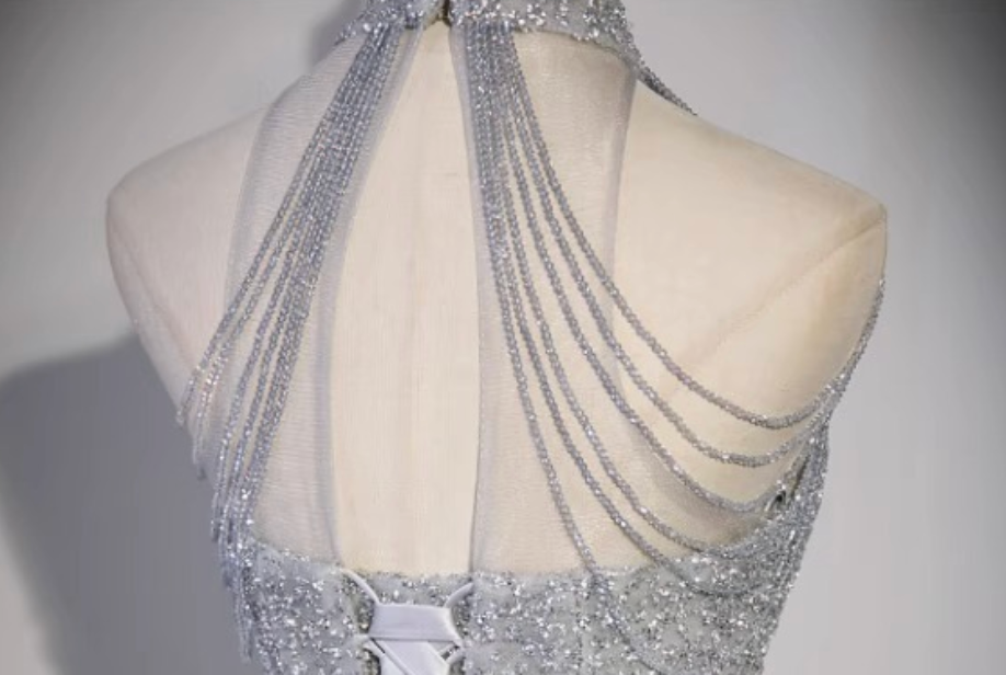 Silver Tulle A-Line Evening Gown Flowering Girl