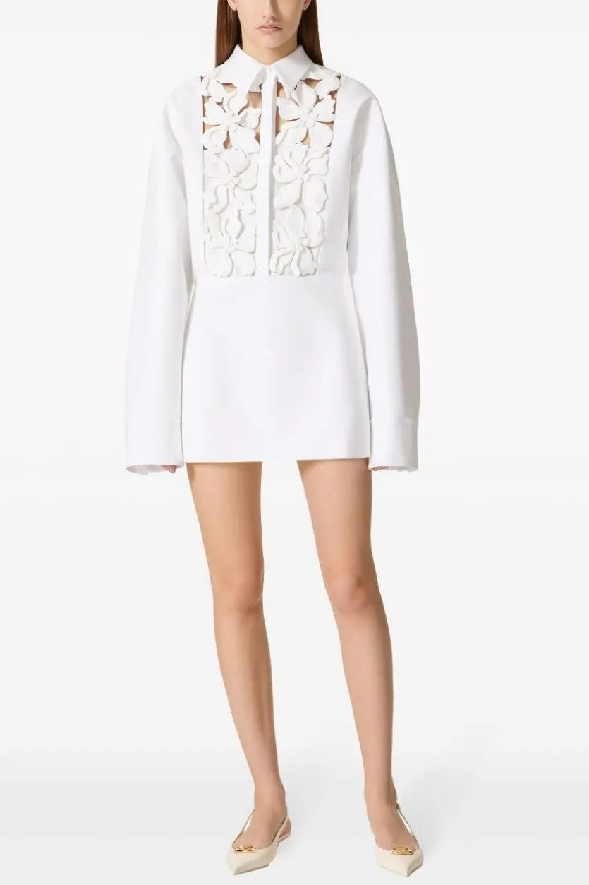 Juliete Floral Cutout Long Sleeves Shirtdress Flowering Girl
