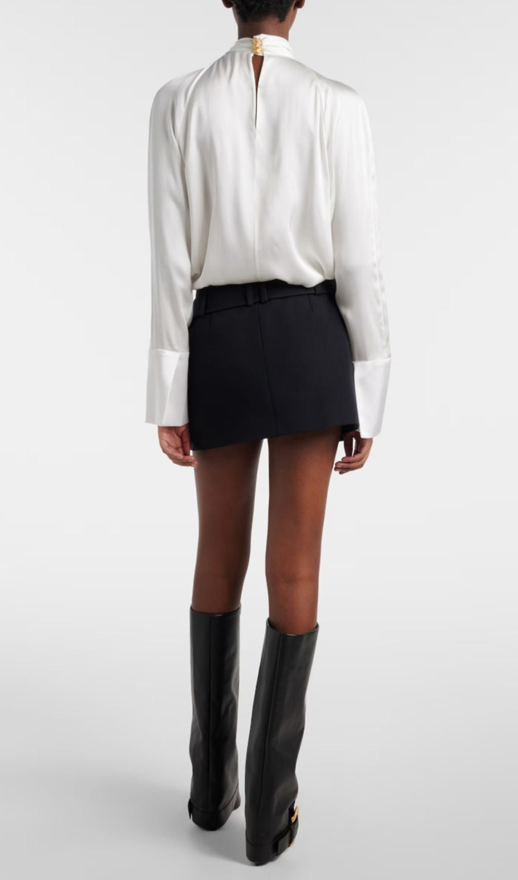 Katana Black Metal Button Mini Skirt Flowering Girl