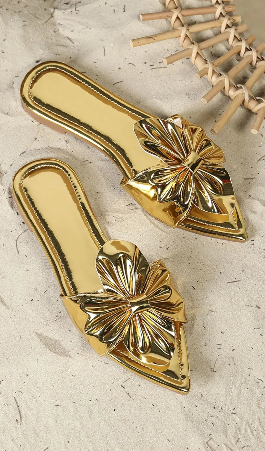 Kyri Gold Bow Sandals Flowering Girl