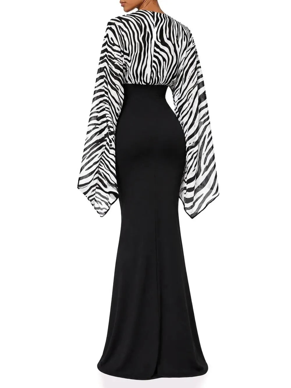 Zelmari V Neck Zebra Maxi Dress Flowering Girl