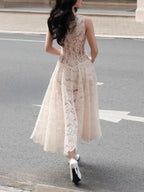 Macie Lace Maxi Dress With Cape Flowering Girl