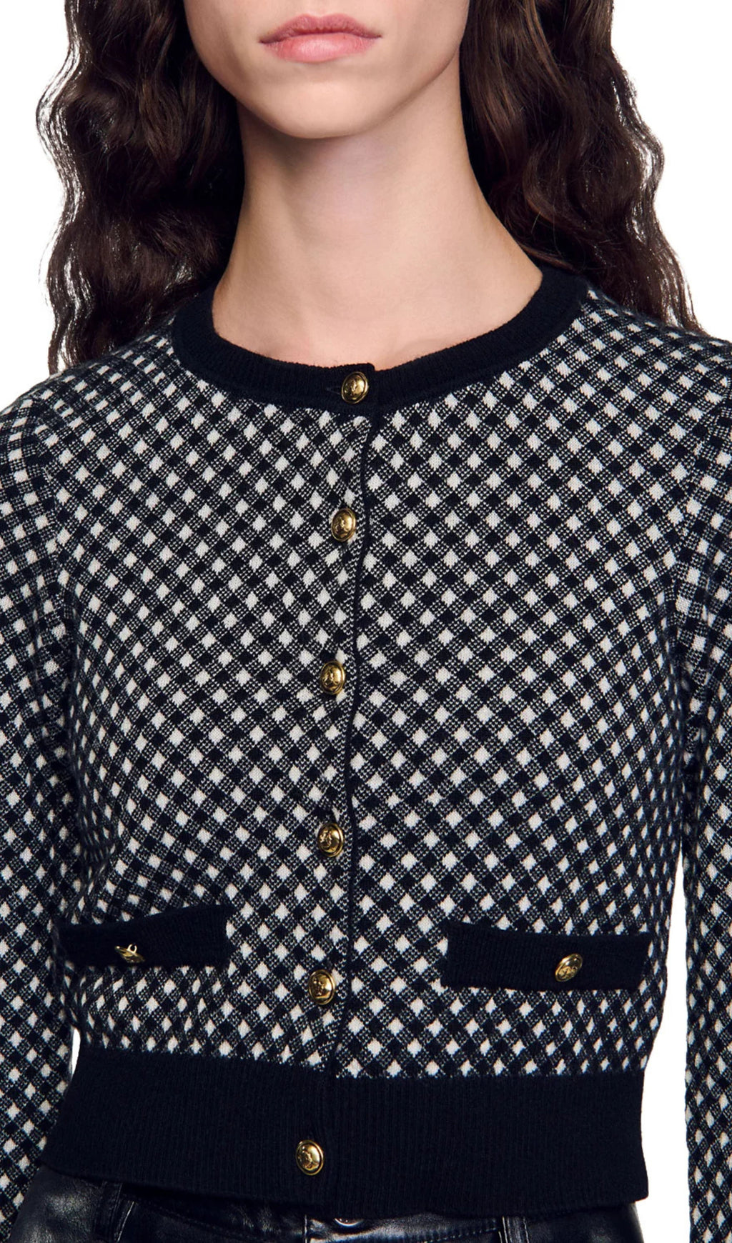 Jessy Two Tone Check Jacquard Cardigan Flowering Girl