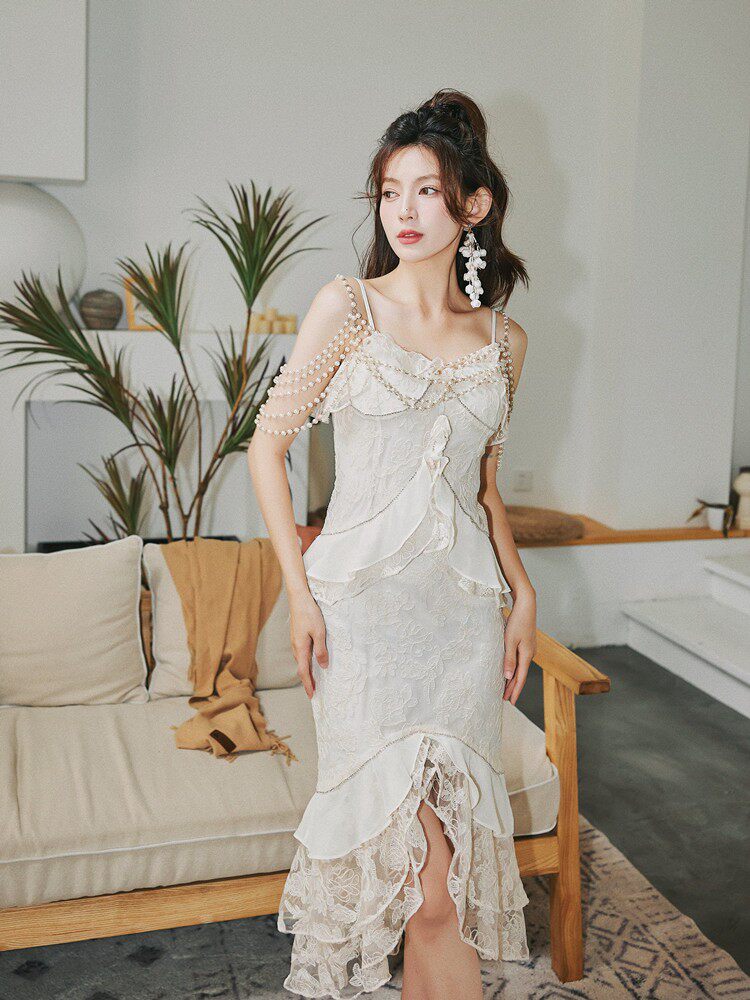 Frederica Lace-Trimmed Ruffled Slip Dress Flowering Girl