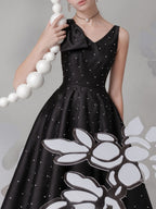 Miyuki Bow V-Neck Midi Dress Flowering Girl