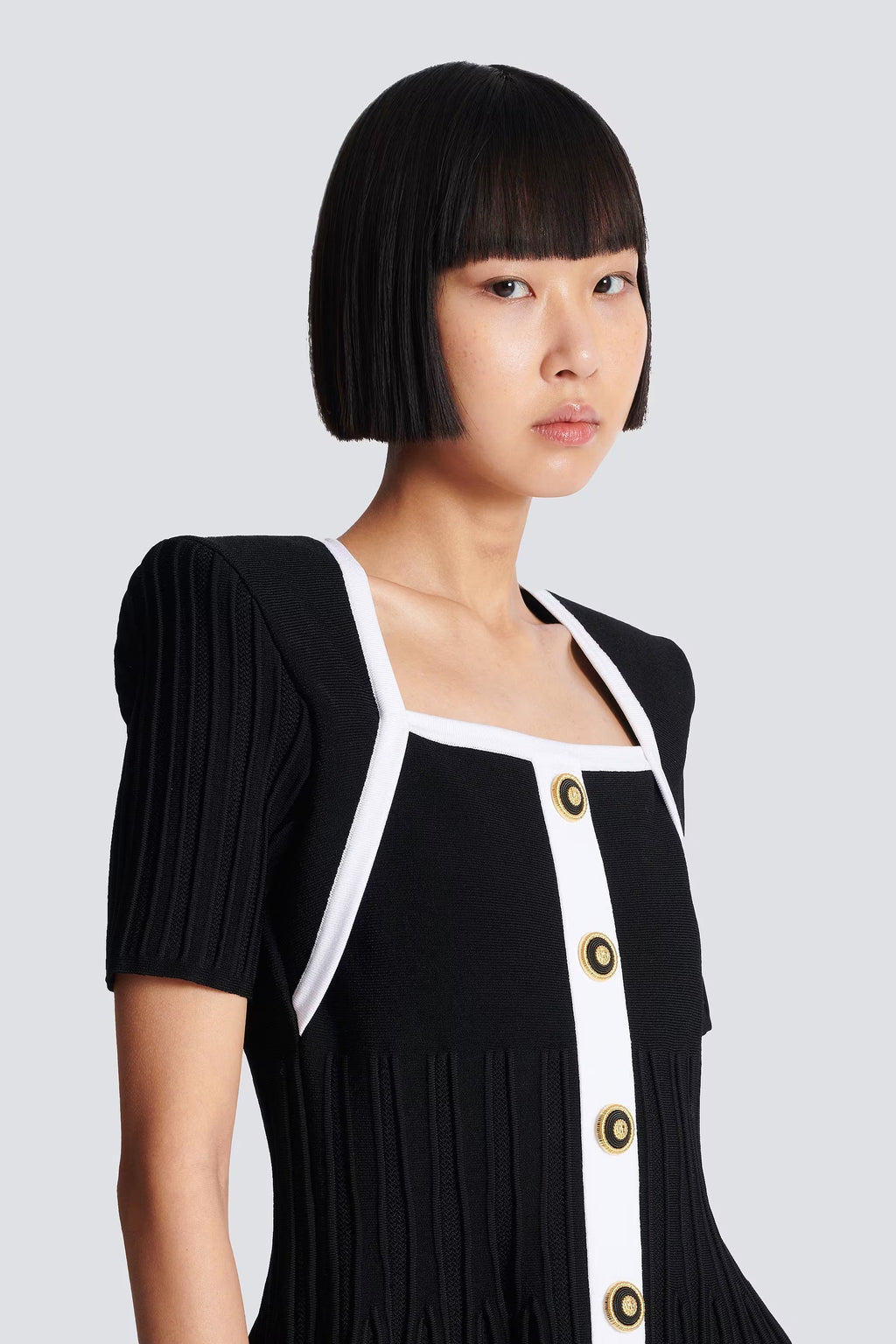 Two-Tone A-Line Knit Dress Flowering Girl