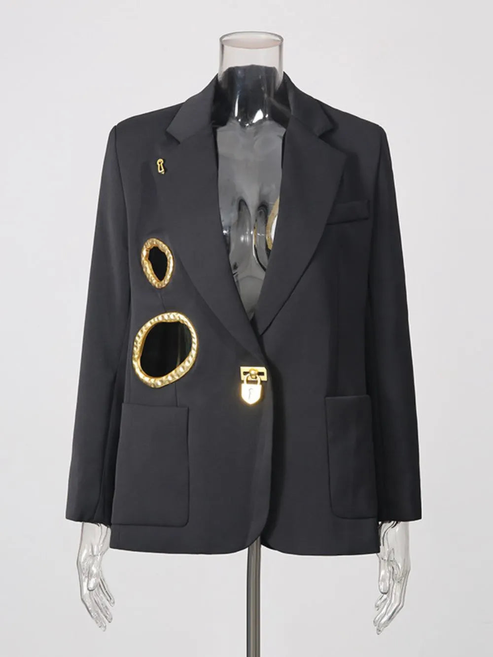 Michiko Metal Hollowed-Out Blazer Flowering Girl