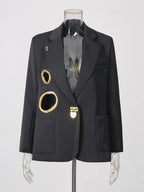 Michiko Metal Hollowed-Out Blazer Flowering Girl