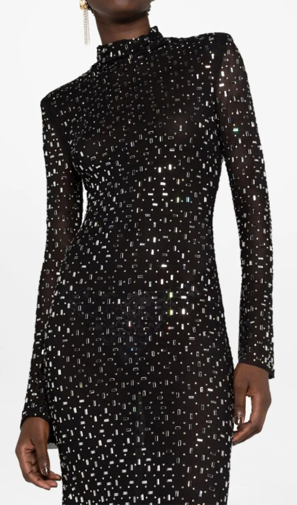 Butrus Black Crystal Long Sleeve Maxi Dress Flowering Girl