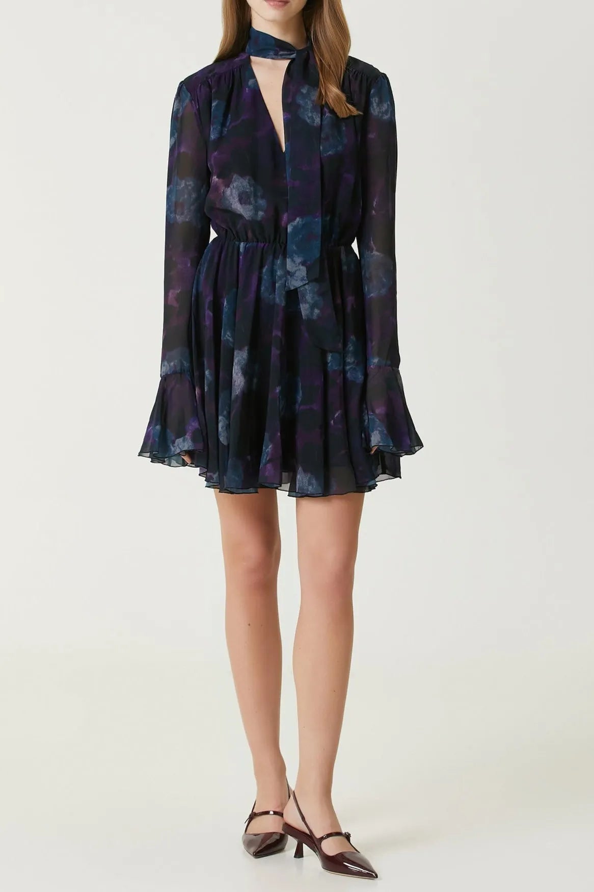 Purple Floral Cocktail mini Dress Flowering Girl