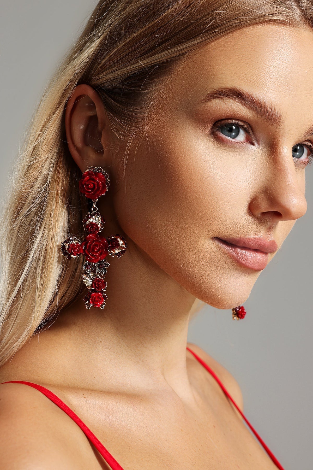 Mary Flower Cross Earrings Flowering Girl
