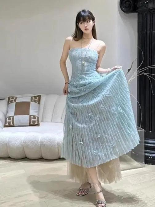 Floral Lace Strap Midi Dress Flowering Girl