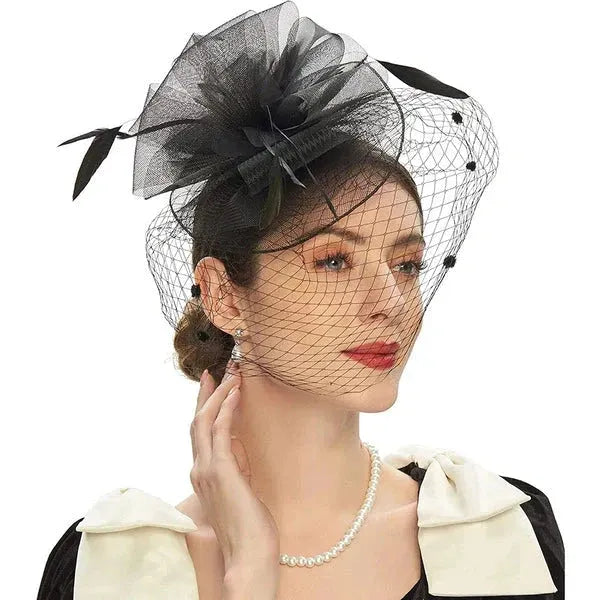 Cocktail Hats Mesh Hats With Veil Flowering Girl