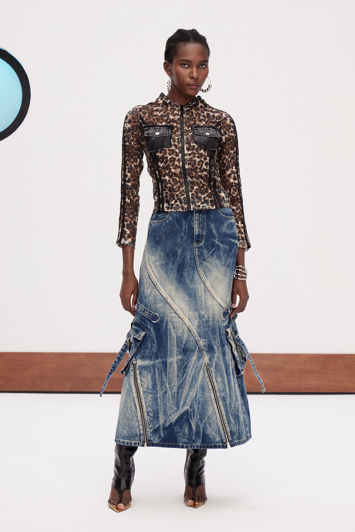 Jamie Deconstruct Bleached Denim Maxi Skirt Flowering Girl