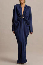 Satin Batwing Sleeve Maxi Kaftan Dress Flowering Girl