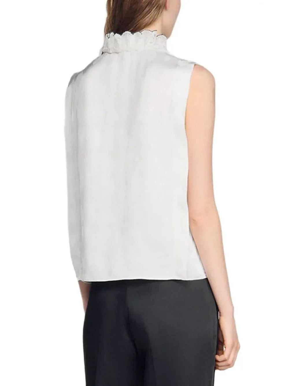 Contrast Ruffle Shirt Flowering Girl