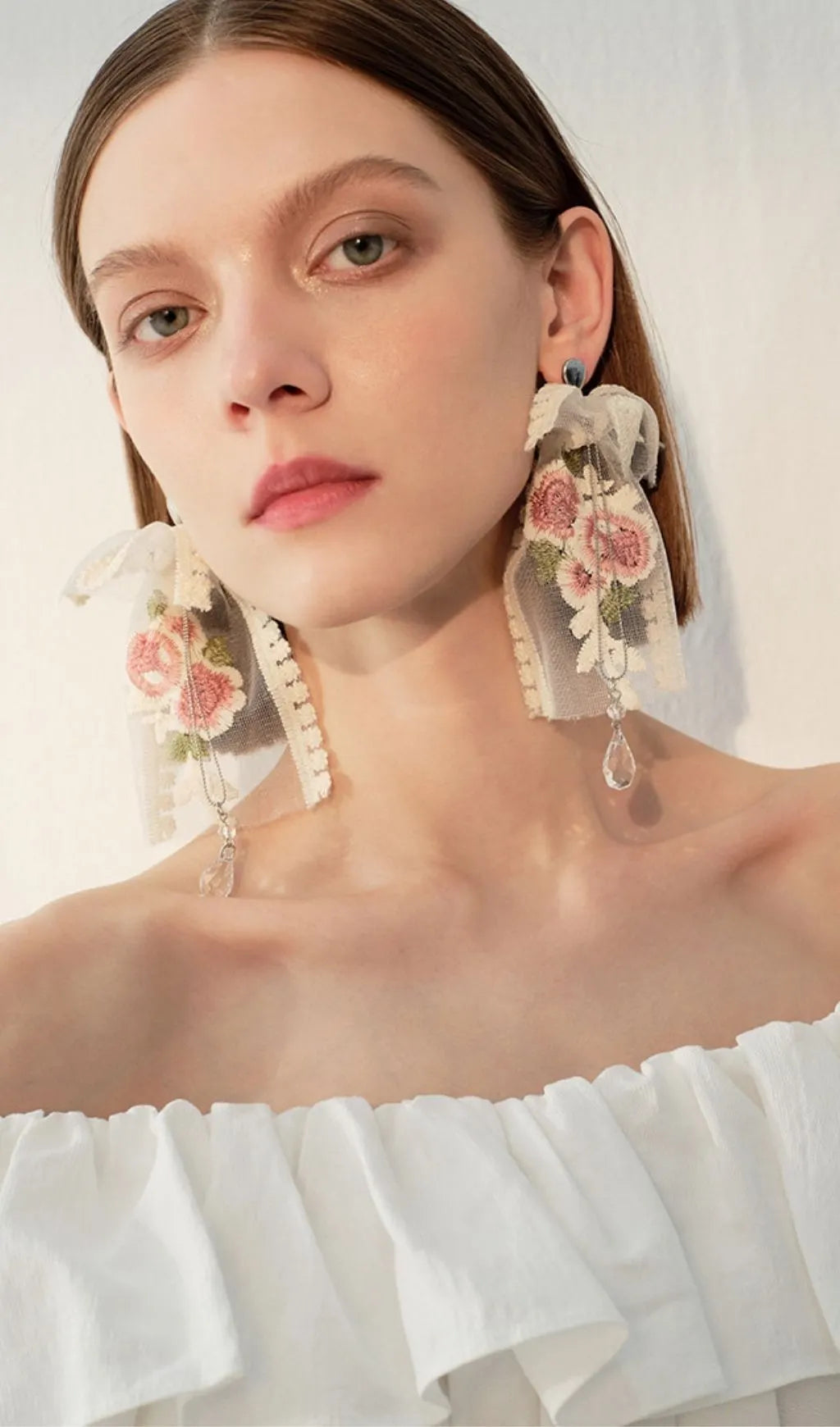 Leiko Flower Embroidery Earrings Flowering Girl