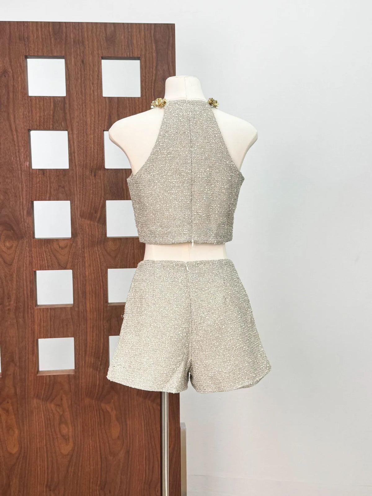 Evangeline Sequin Top In Apricot Flowering Girl