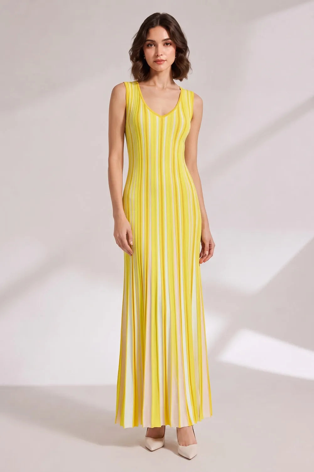 Yellow Vertical Stripe Maxi Dress Flowering Girl