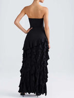 Minna Black Strapless Ruffle Maxi Dress Flowering Girl