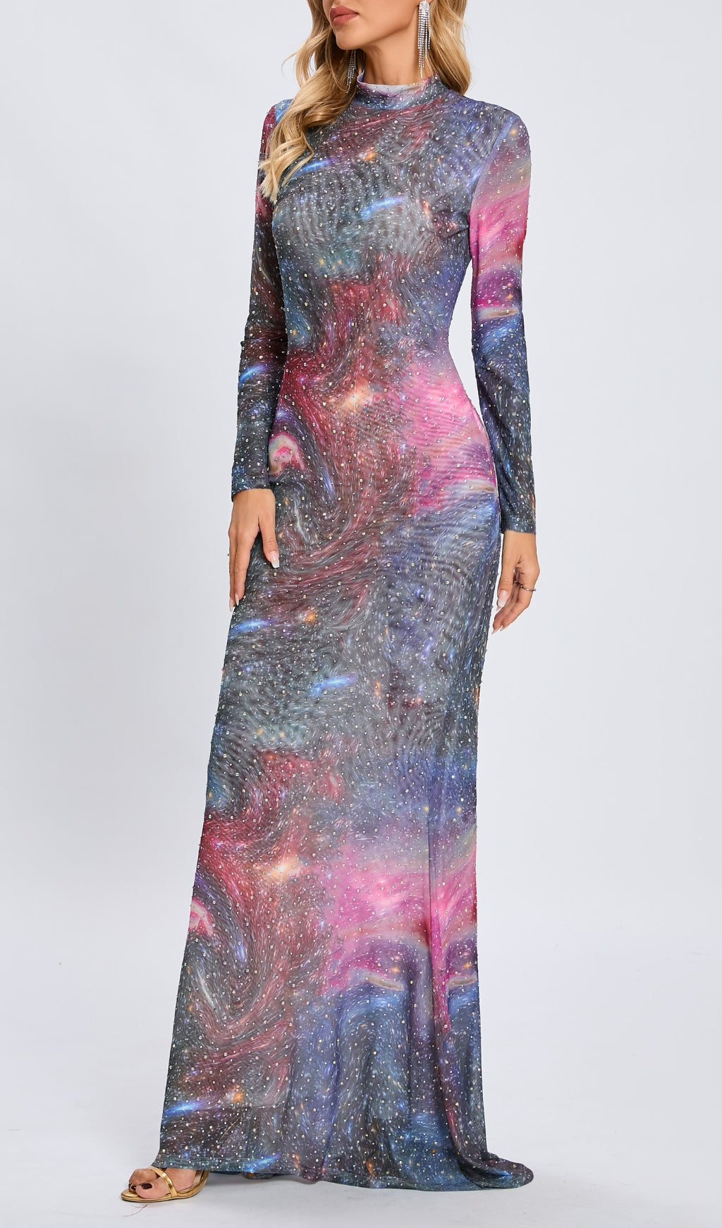 Casiphia Printed Hot Drill Maxi Dress Flowering Girl